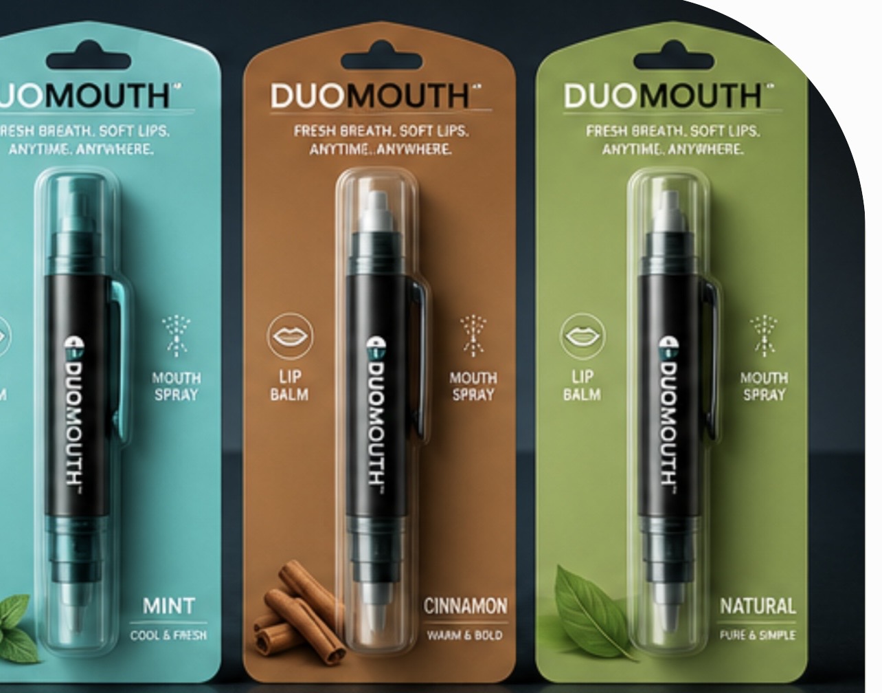 Mint, Cinnamon and Natural duomouth packs